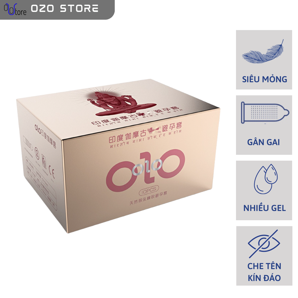 Bao cao su OLO gân gai India Gamma Formola, nhiều gel bôi trơn, kéo dài thời gian quan hệ - Hộp 10 bcs