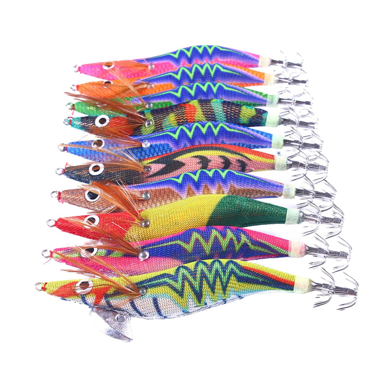 10x Luminous Squid Jig Hooks Squid Jig Lures Saltwater Fishing Lures