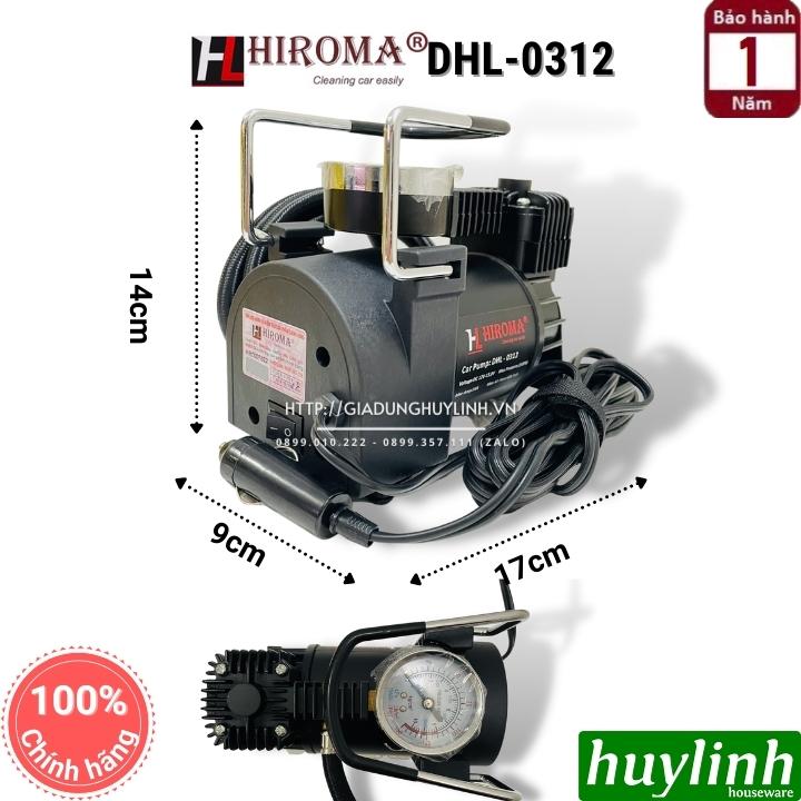 Máy bơm lốp mini ô tô Hiroma DHL-0312 - 12V - Tặng túi xách - Hàng chính hãng