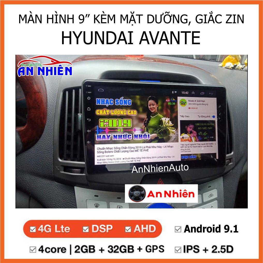 Màn Hình Android 9 inch Cho AVANTE/ ELANTRA 2006-2011 - Đầu DVD Chạy Android Kèm Mặt Dưỡng Giắc Hyundai