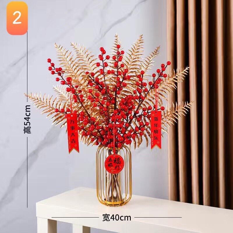 Cành lá rẻ quạt, tai chuột phủ vàng mix đào đông rất đep cao cấp 70-90cm