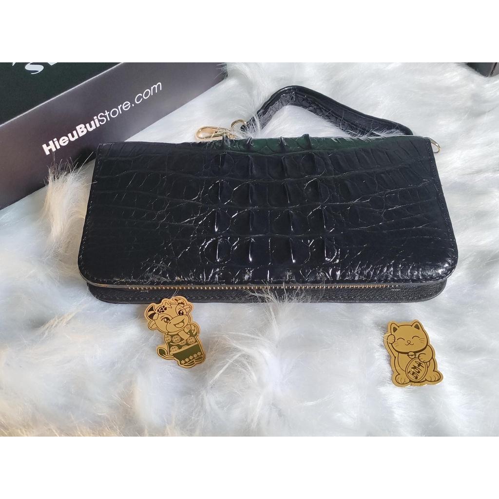 Ví Cầm Tay 1 Khóa Clutch Da Cá Sấu Cao Cấp Màu Đen