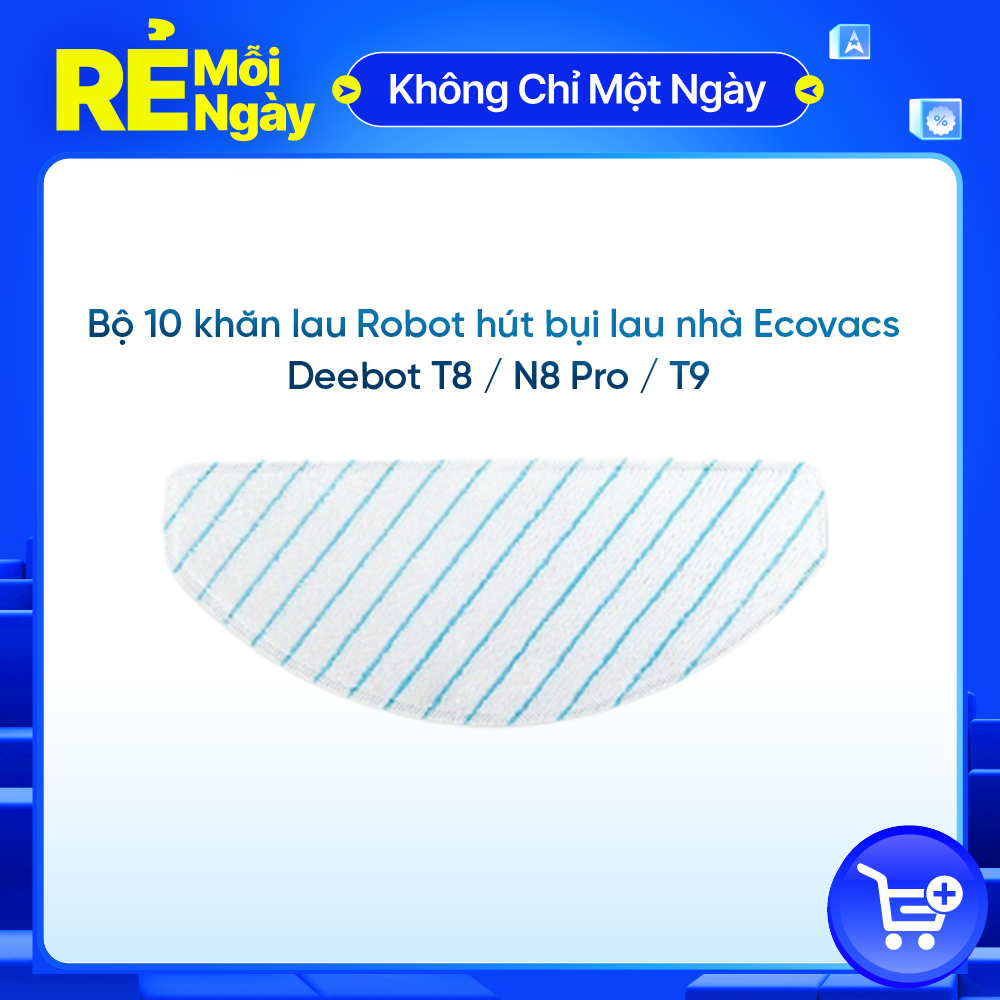 Bộ 10 khăn lau dùng cho Robot hút bụi lau nhà Ecovacs Deebot N8 Pro/ T8/T9_Hàng chính hãng