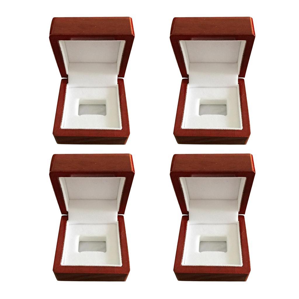 4Single Hole Championship Rings Display Collection Case Wood Jewelry Box Storage