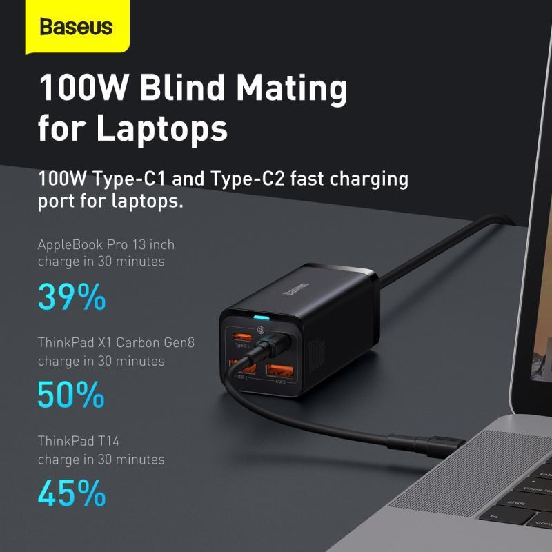 Bộ Sạc Nhanh Baseus GaN3 Pro Desktop Fast Charger 2U+2C 100W US Black