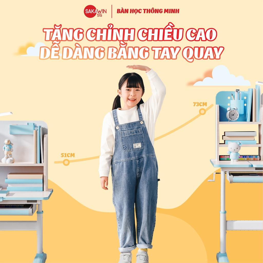 Bàn học cho bé Sakawin S100+, Bàn học sinh có giá sách, Size to 1m, Tuỳ chọn loại ghế Giá nhập Độ bền 20 năm