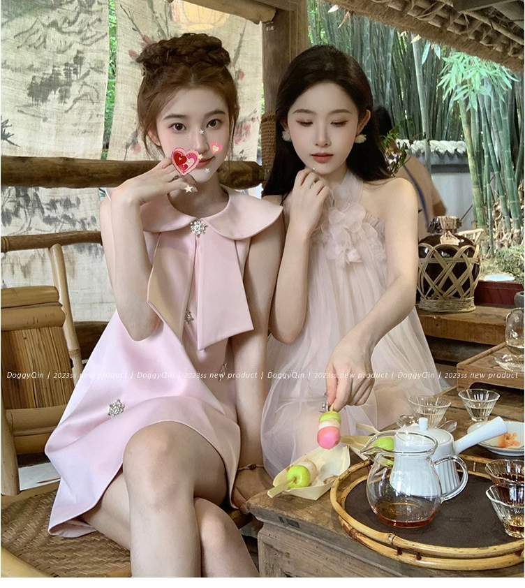 CHENGRUI Búp bê Pháp cổ công chúa đầm 2023 mùa hè cao cấp cảm giác khí chất nhỏ một từ ngắn