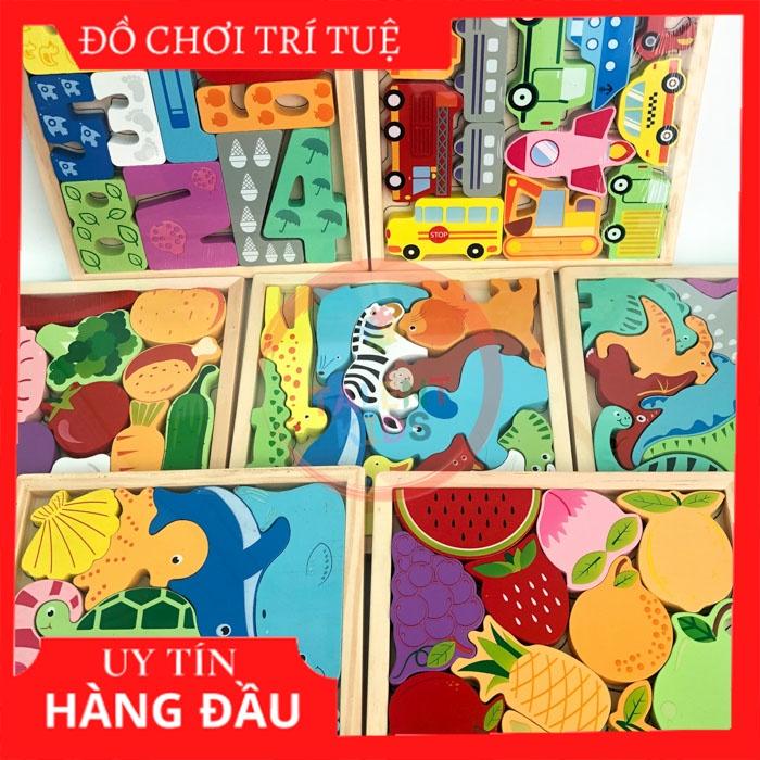 Đồ chơi khung gỗ ghép hình động vật 3d phát triển trí tuệ cho bé từ 2 đến 4 tuổi