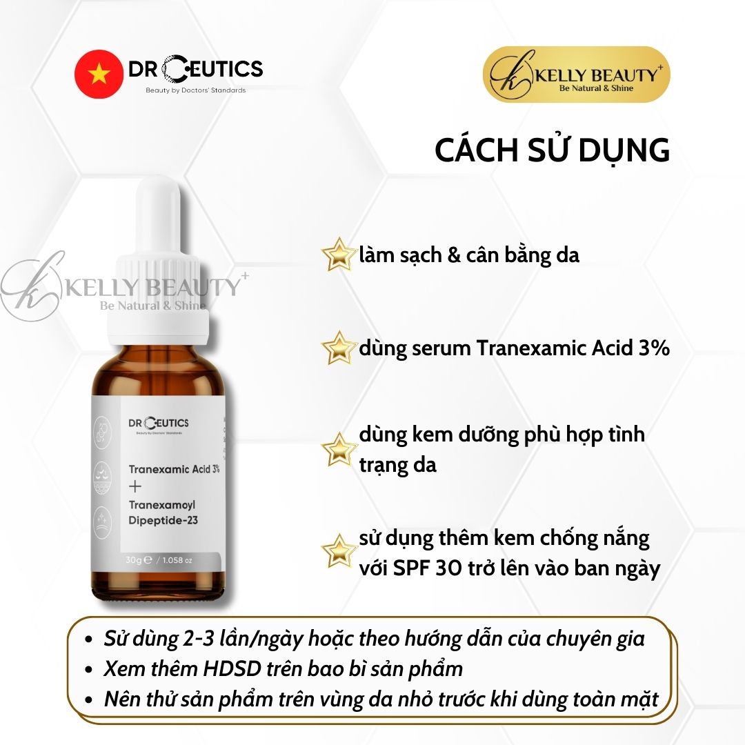 Serum TXA DrCeutics - Giảm Thâm Đỏ, Mờ Nám Sạm, Sáng Da - Tranexamic Acid 3% + Tranexamoyl Dipeptide-23 | Kelly Beauty