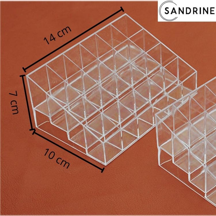 Khay Đựng Son Môi Dụng Cụ Trang ĐIểm 24 Ô Bằng Mica Sandrine