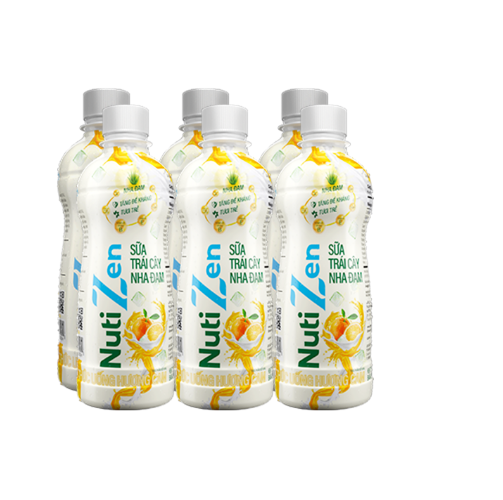 Combo 4 Chai Thức Uống Hương Cam Sữa Trái Cây Nha Đam Nutizen Chai pet 290ml