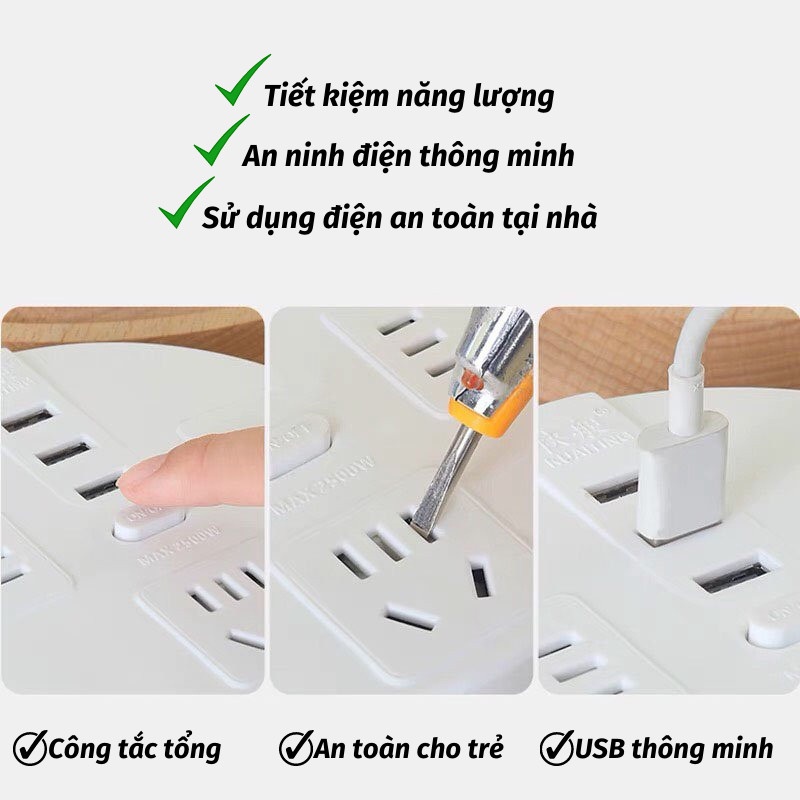 Ổ Cắm Điện Thông Minh Đa Tính Năng Chống Giật Điện Hàng Siêu Cao Cấp Dài 1M8