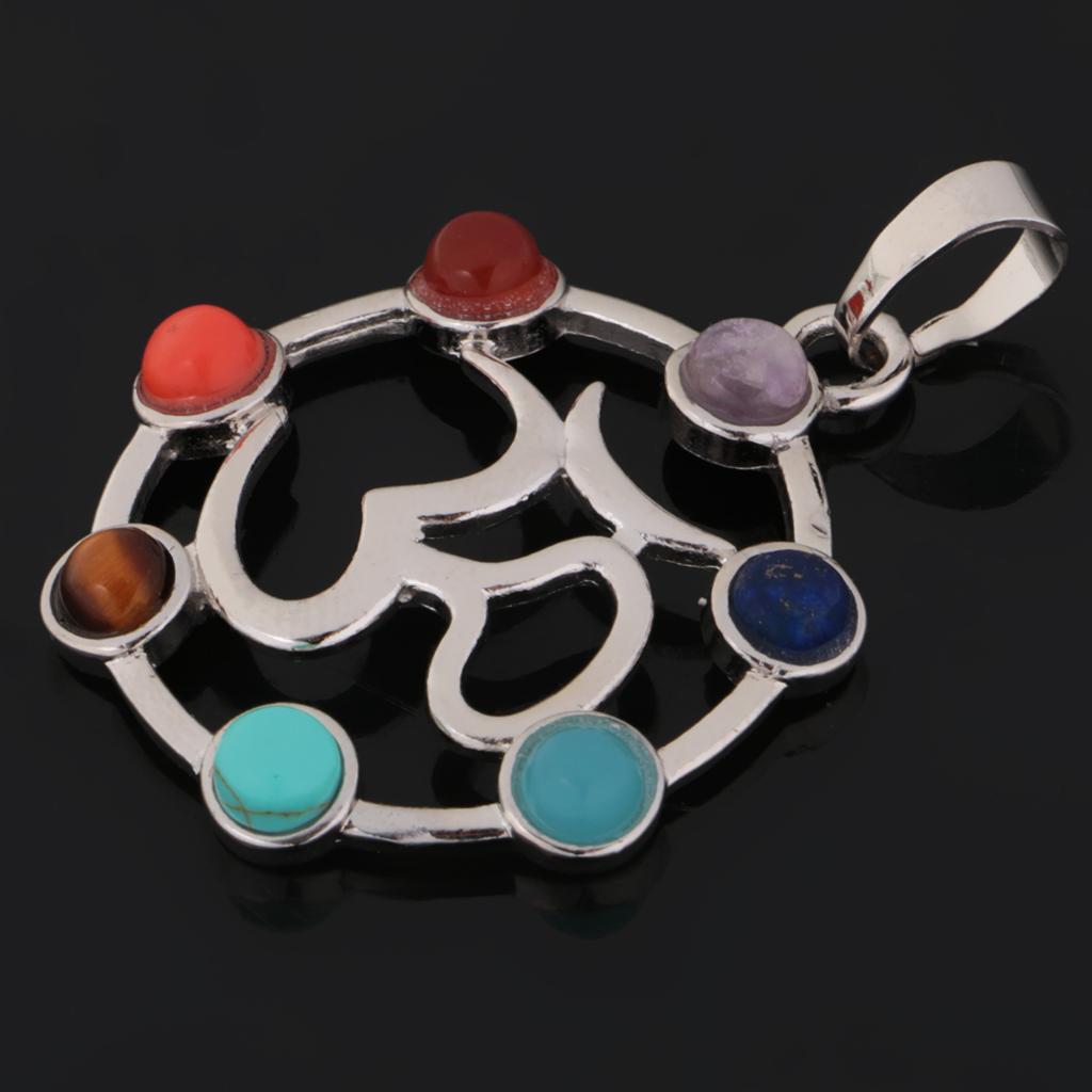2-7pack 7 Color Hollow Sanskrit Septangle Pendant Charm DIY Reiki Necklace