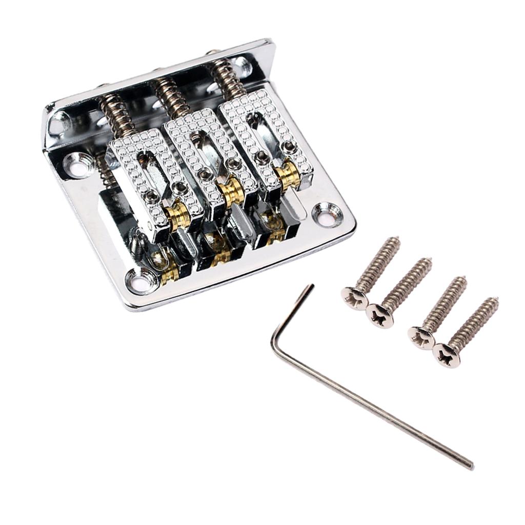 Cigar Box Guitar Parts 3 String Chrome Hard Tail Adjustable Bridge Chrome