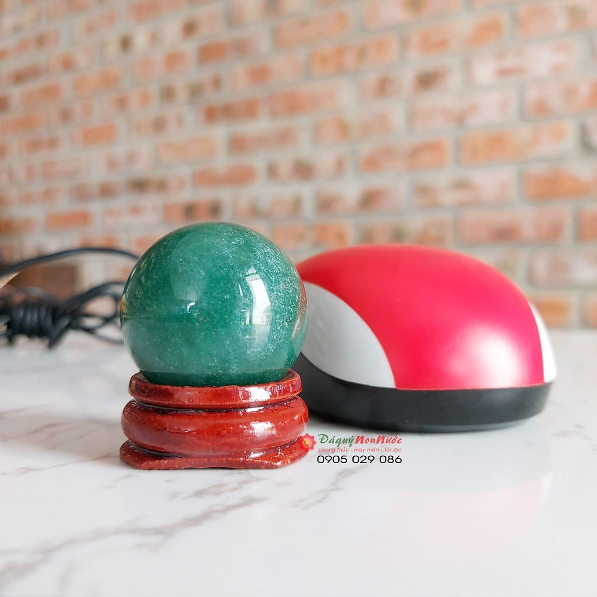 Quả cầu năng lượng phong thủy đá thạch anh Aven đường kính 3cm