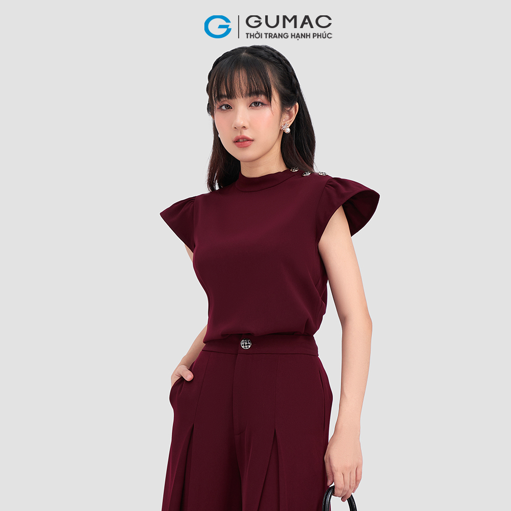 Áo kiểu GUMAC AC12045 nẹp nút vai sang trọng