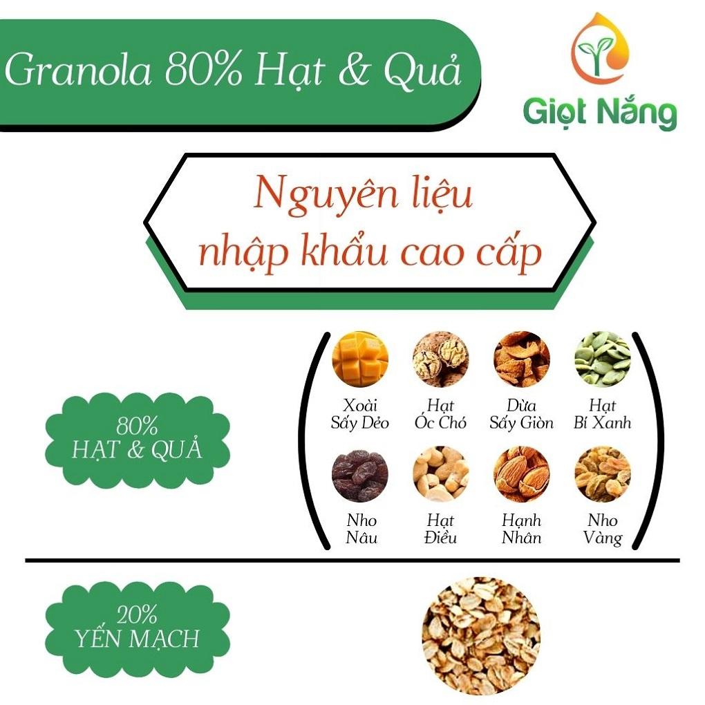 Hạt granola siêu hạt ăn kiêng giảm cân không đường nhiều chất dinh dưỡng tốt cho sức khỏe hộp 500g từ Nông Sản Giọt Nắng