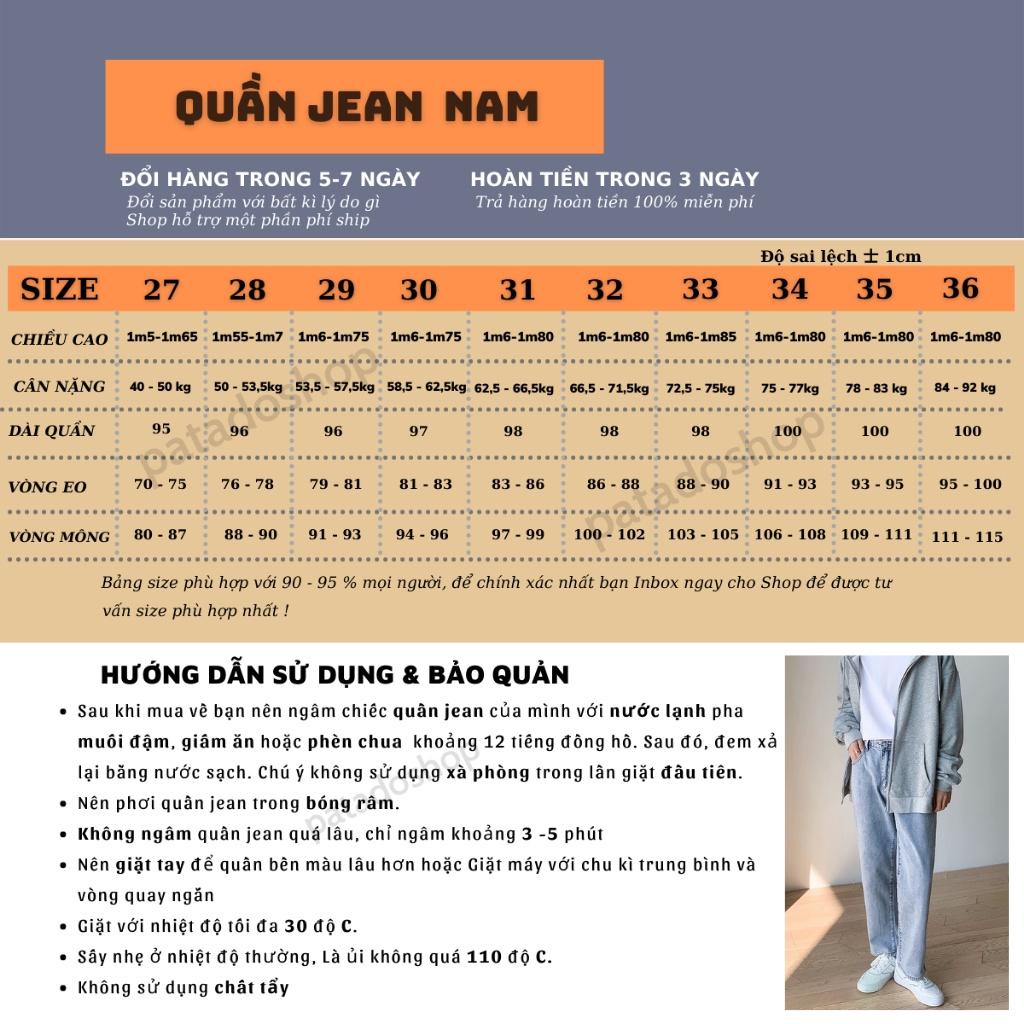 Quần jean nam ống rộng dáng baggy suông đứng nam nữ phong cách Hàn Quốc SR01 cam kết không phai màu