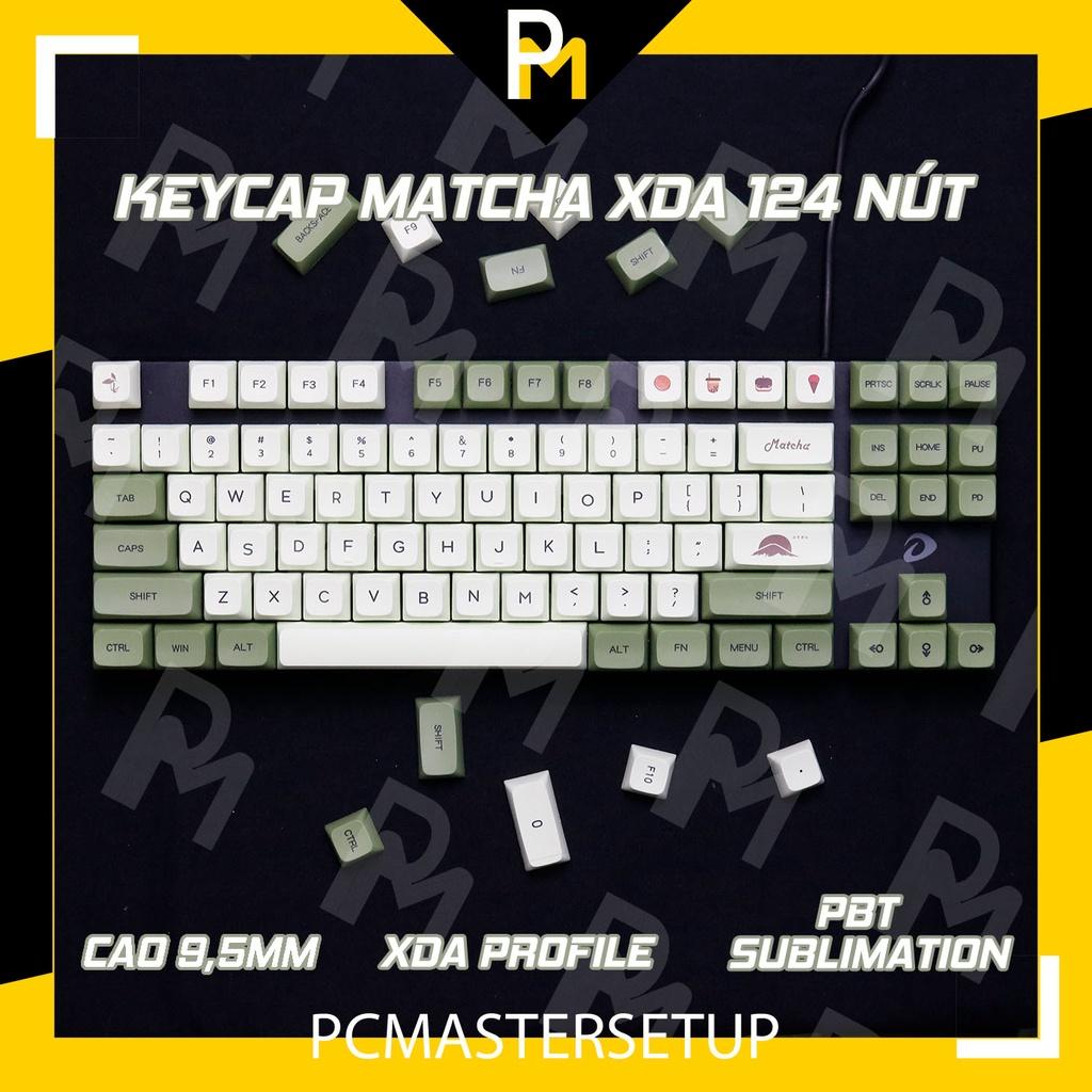 Keycap pbt xda matcha 9.5mm 124 phím, nút cho bàn phím cơ