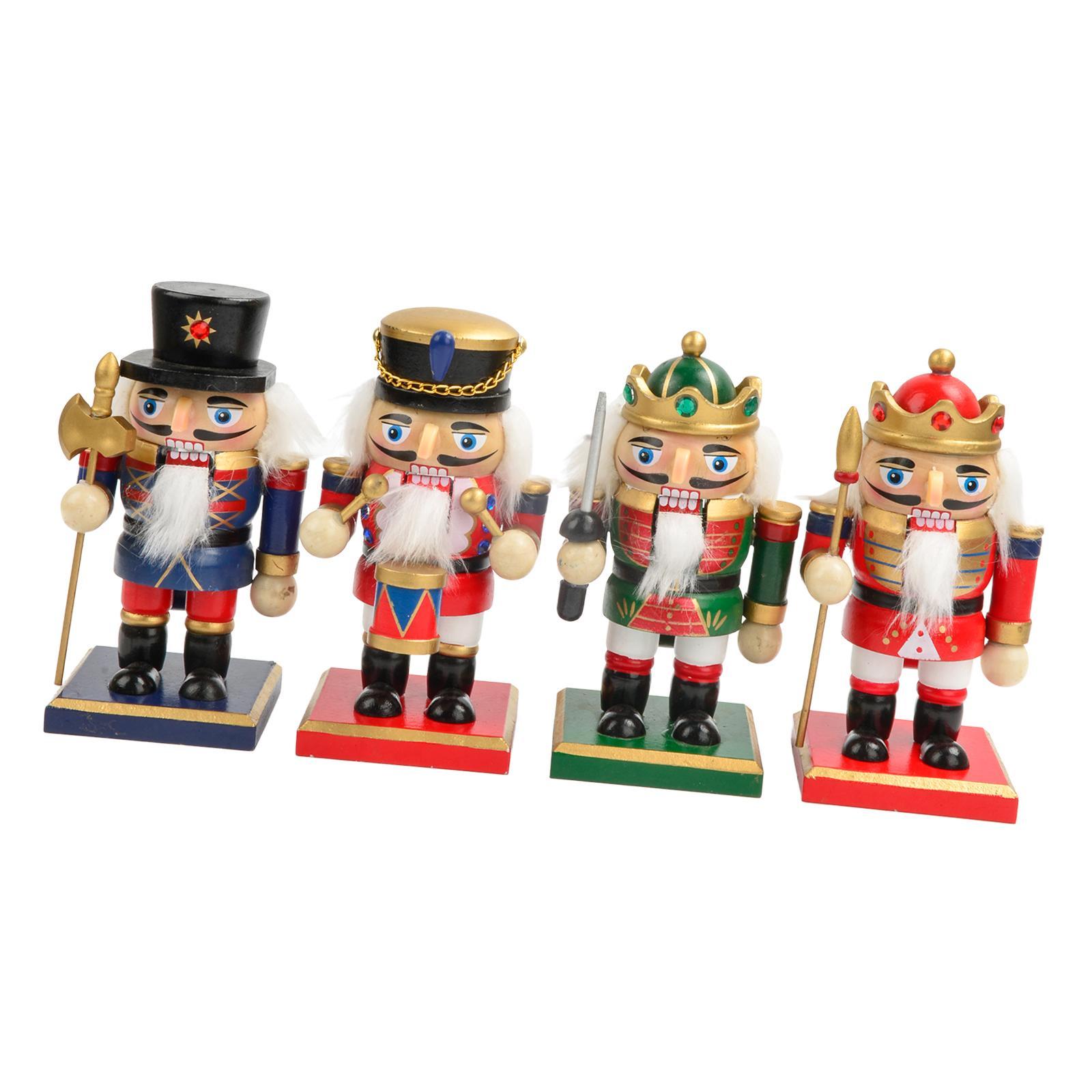 Christmas Nutcracker Figurine Ornament Set Wood Doll for House Warming Party