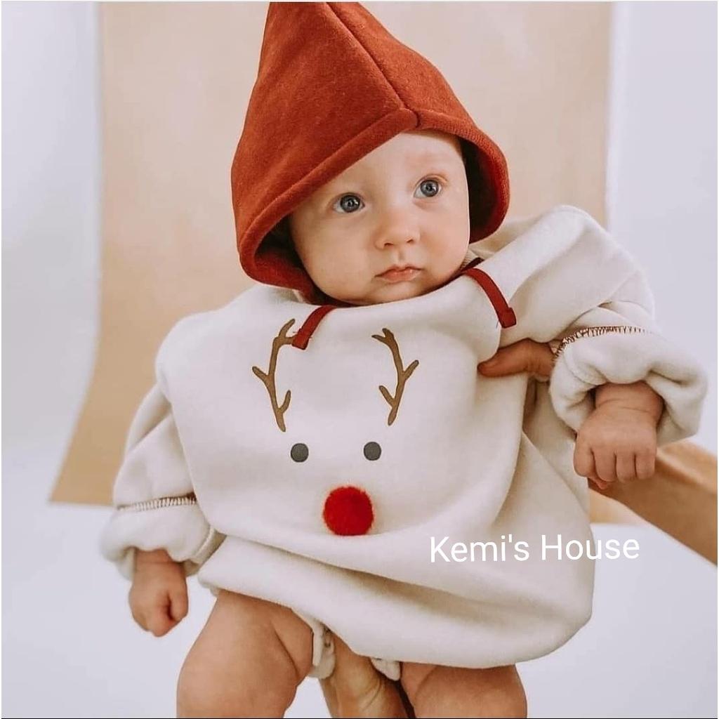 Set suit nỉ (kèm mũ) Noel cho bé