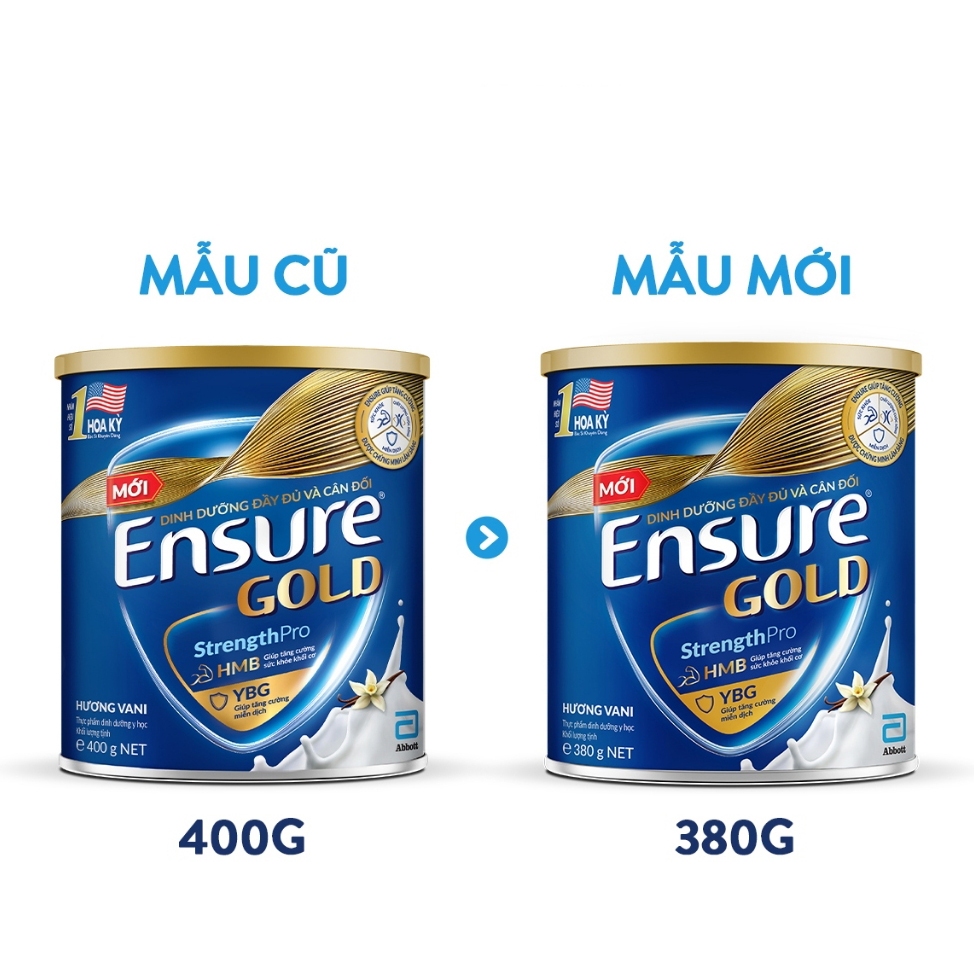 Sữa Bột Ensure Gold Abbott Hương Vani Truyền Thống (HMB) 400g/380g Giúp Tăng Cường Miễn Dịch &amp; Sức Khỏe Khối Cơ