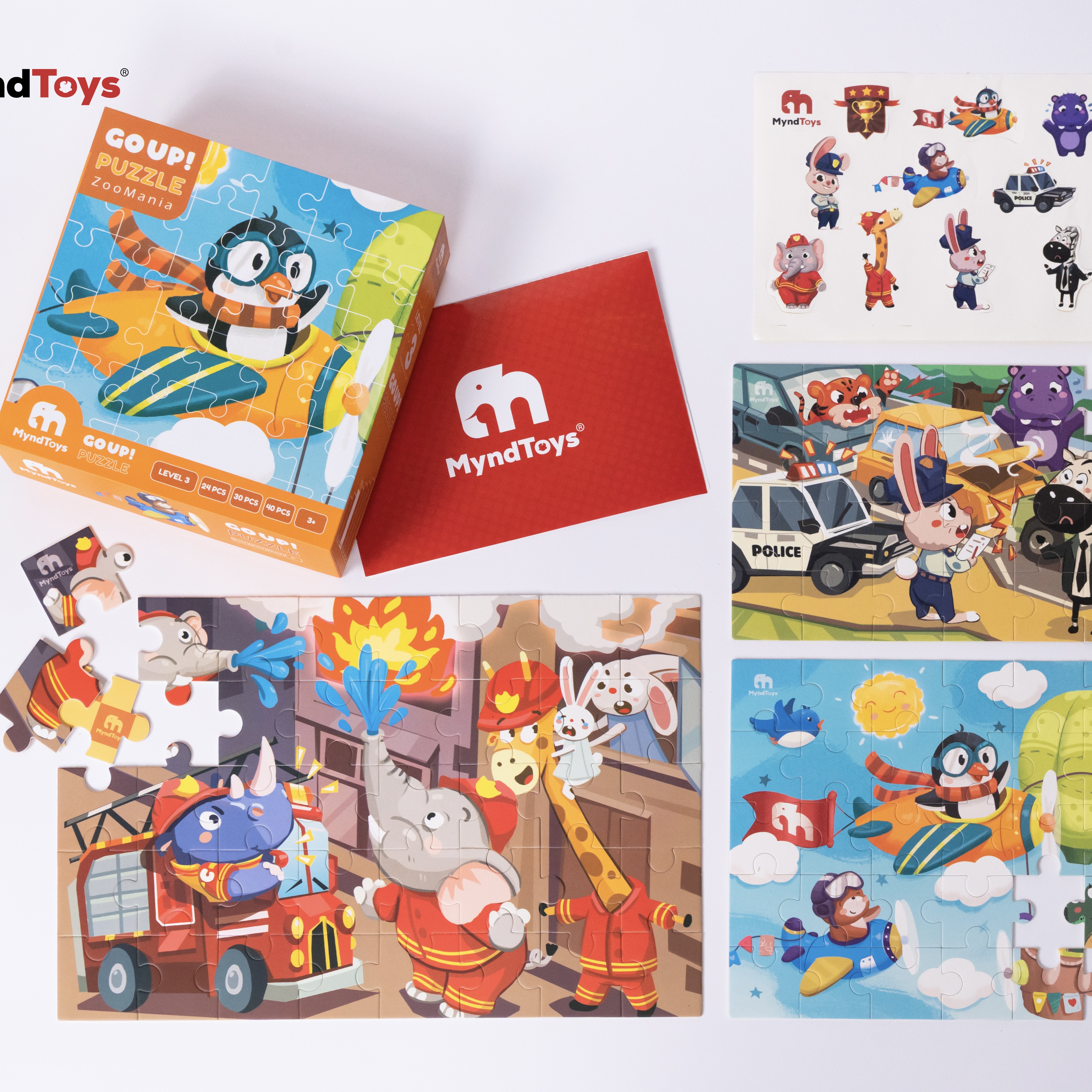 Đồ Chơi Xếp Hình Myndtoys Go Up! Puzzle Level 3 - ZooMania (Vườn Thú Sinh Động) Dành Cho Các Bé Trên 3.5 Tuổi