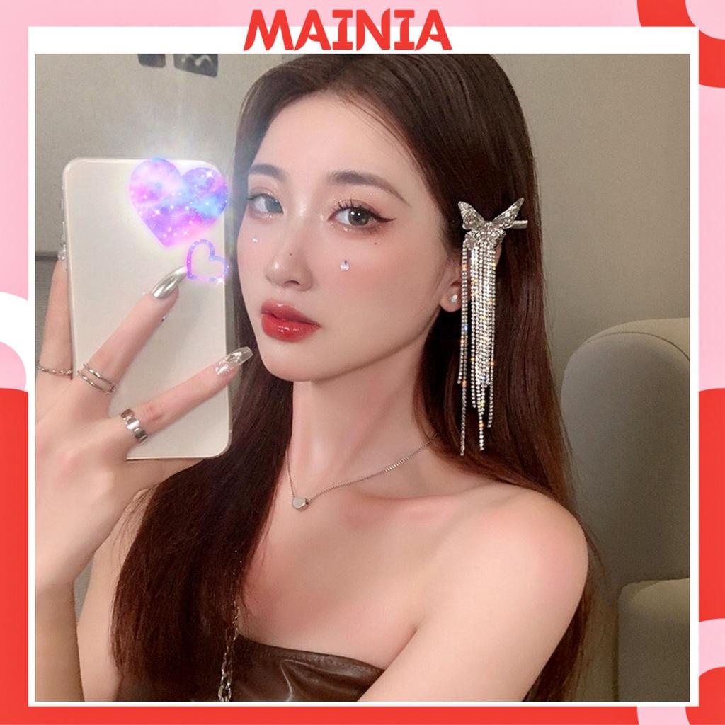 Kẹp Tóc Kim Loại Butterfly Đính Đá Tua Rua Siêu Sang Dự Tiệc Mainia Shop