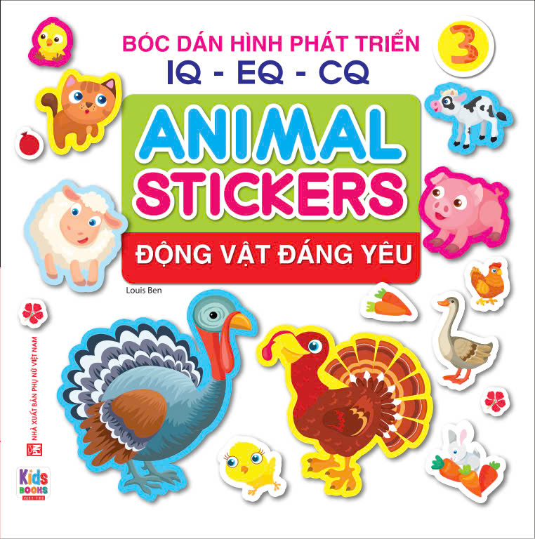 Sách ANIMAL STICKER - Động vật đáng yêu - Bóc dán hình phát triển IQ-EQ-CQ