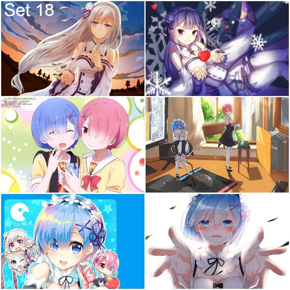 Bộ 6 Poster anime Re:Zero − Bắt đầu lại ở thế giới khác - A3,A4,A5