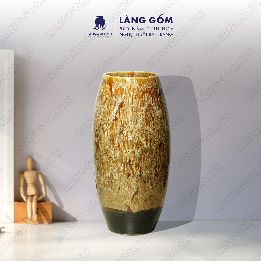 Bình hoa, lọ hoa Gốm sứ Bát Tràng cao cấp Men hỏa biến dáng bom đại dùng làm quà tặng, trang trí - Làng Gốm Bát Tràng