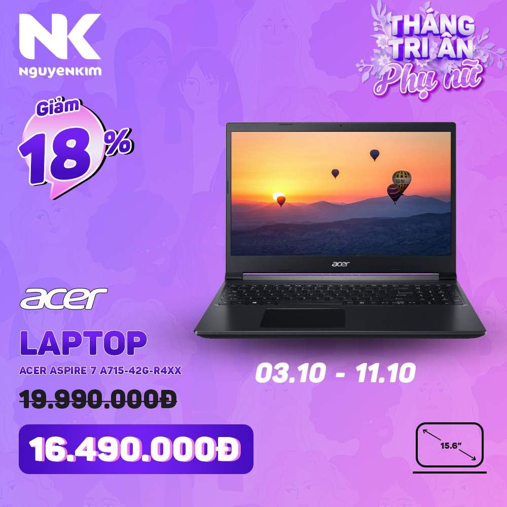 Laptop Acer Aspire 7 A715-42G-R4XX R5-5500U/8GB/256GB/Win11 (NH.QAYSV.008) - Hàng chính hãng