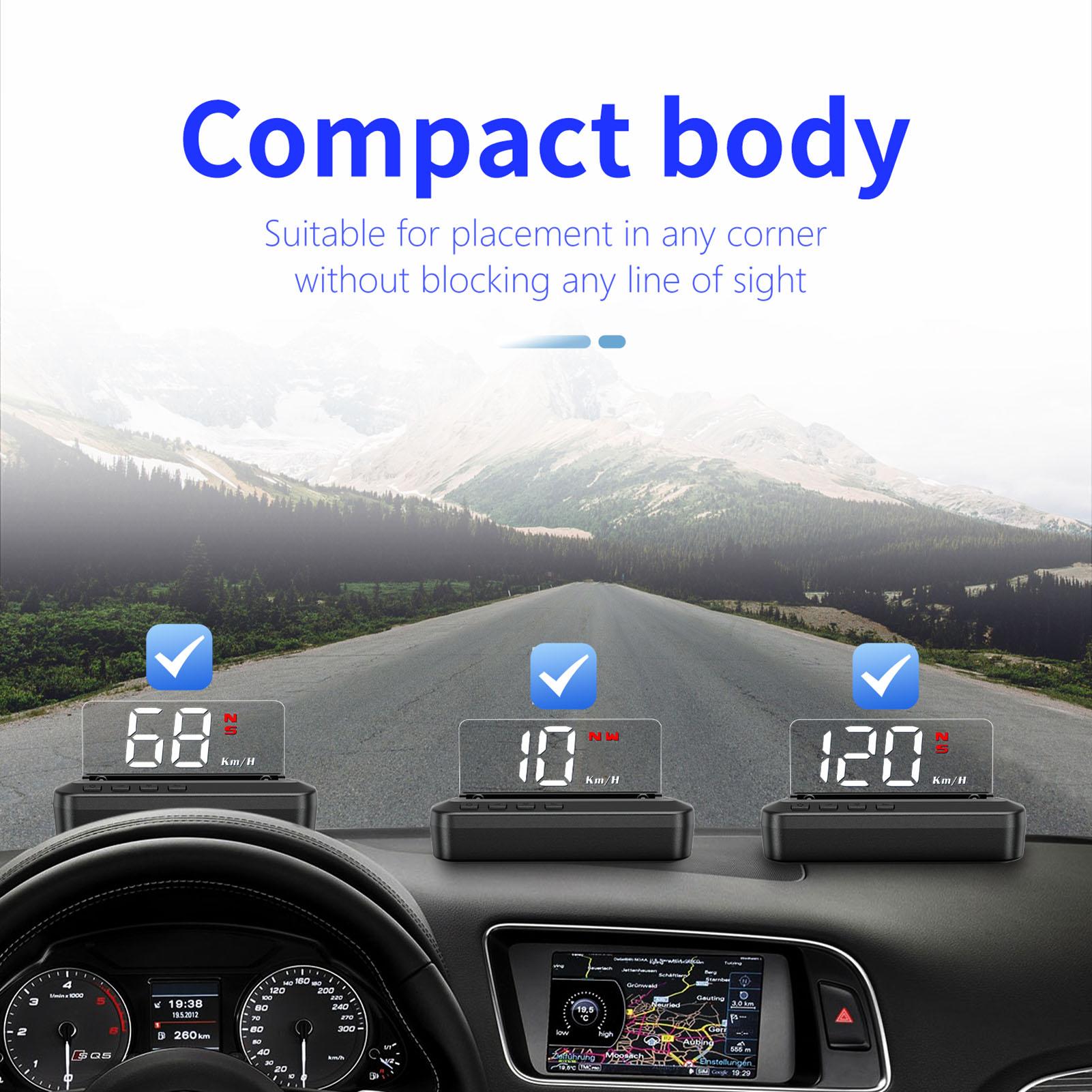 Car HUD Head-up Display Projector Digital Vehicle Speedometer GPS Dual System Display Screen Vehicle Overspeed Alarm