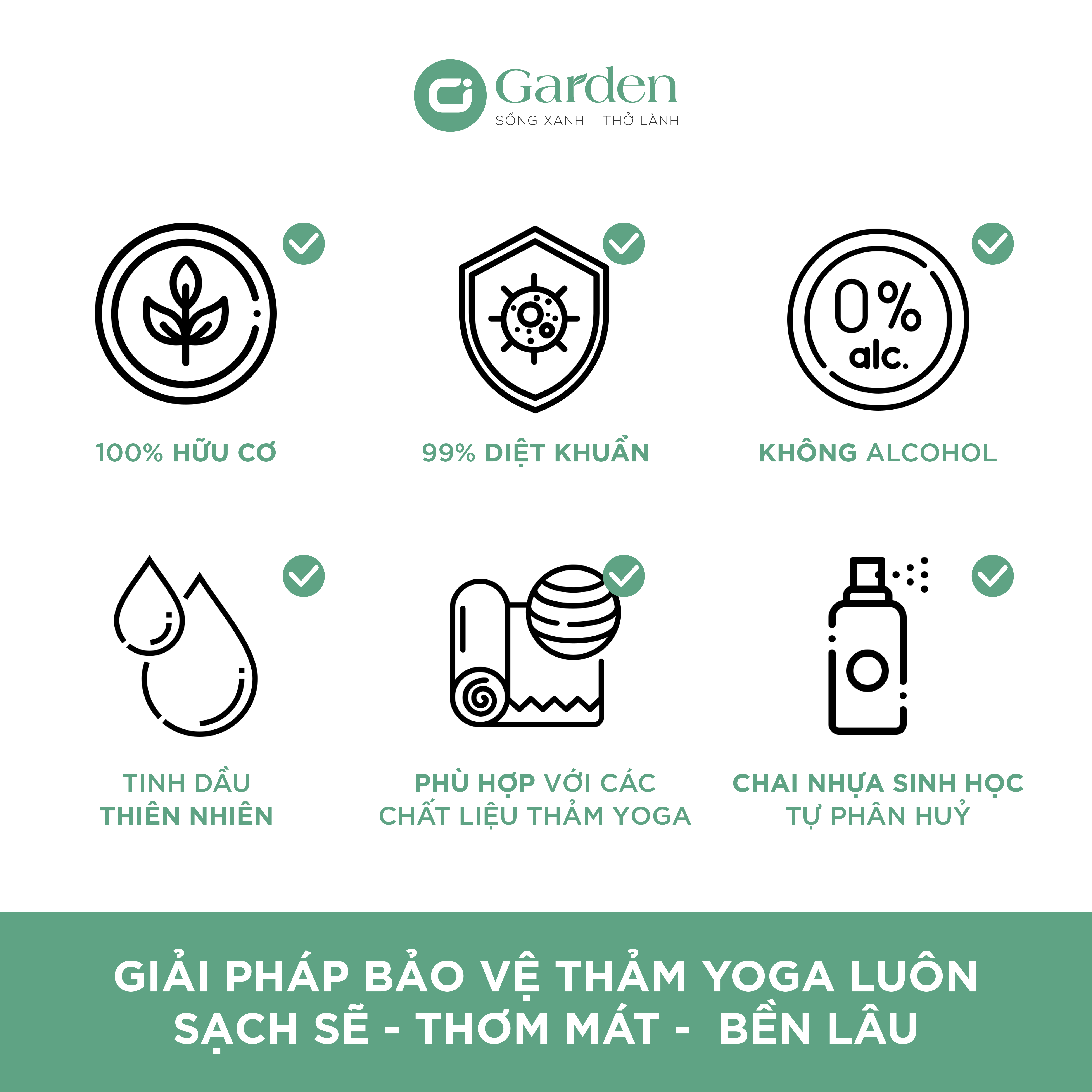 Tinh dầu xịt vệ sinh thảm yoga - YOGA MAT CARE - Vững yên - Hương thảo - 100ml - 100% thiên nhiên và hữu cơ - không hoá chất - không cồn