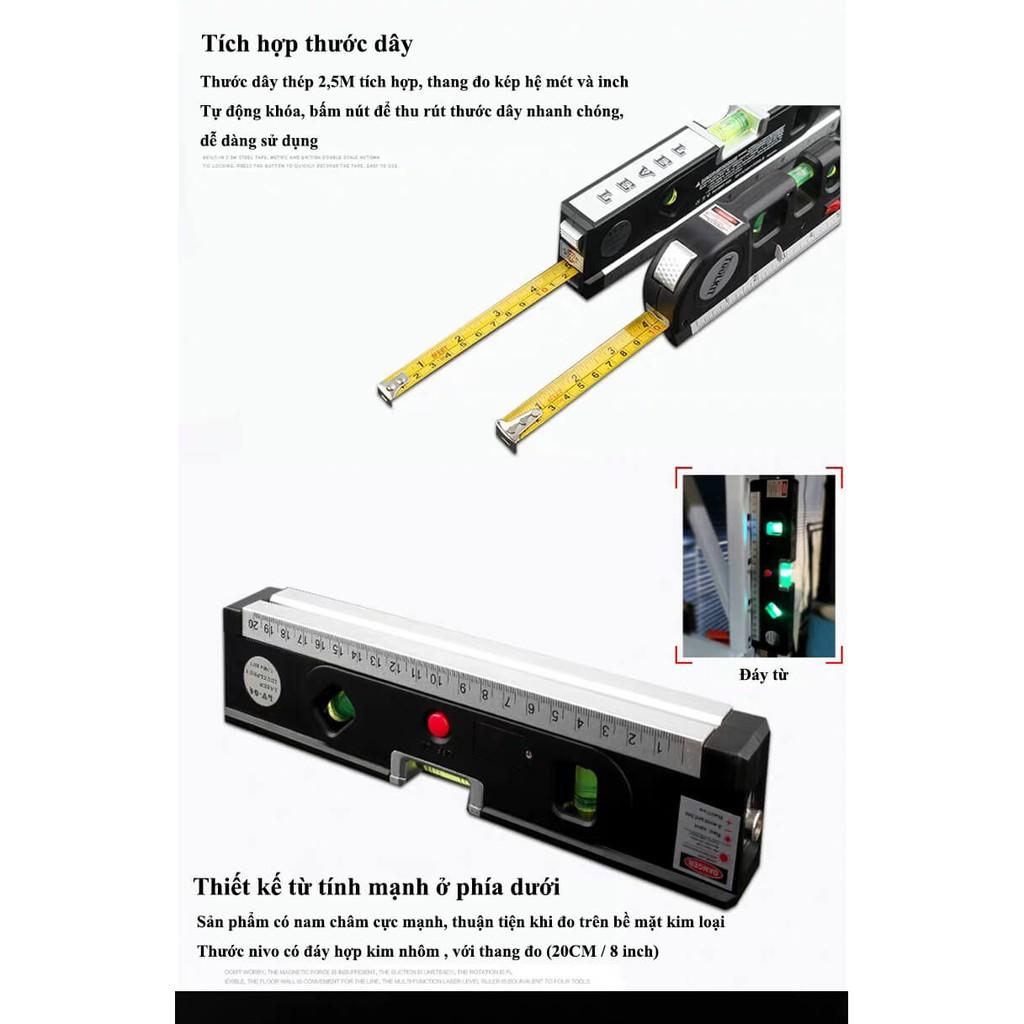 【7 IN 1】Thước nivo laser đa chức năng, thước dây + thước nivo + máy đo laser + bọt thủy chuẩn - Home and Garden