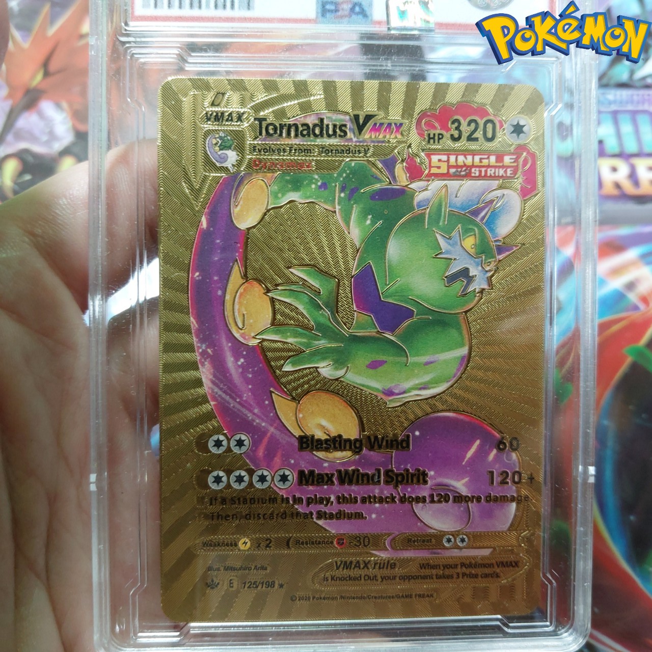 Tornadus VAX 125 198 thẻ pokemon nhôm mạ vàng truyền thuyết sấm Tặng kèm bảo vệ thẻ 1459 d24 1-40