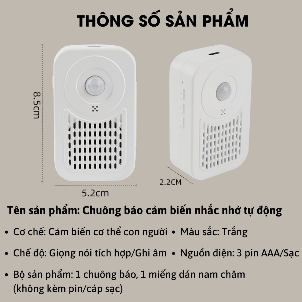 Chuông báo khách cảm biến hồng ngoại không dây CTFAST-DB06 : Tùy chỉnh âm thanh nhắc nhở đóng cửa, tắt điện, đeo khẩu trang, rửa tay sát khuẩn... bằng giọng nói phù hợp với cửa hàng, cơ quan, trường học