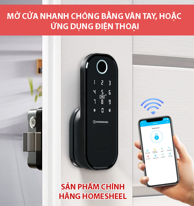 Khóa vân tay Smart Lockdoor Homesheel L8 - Hàng chính hãng