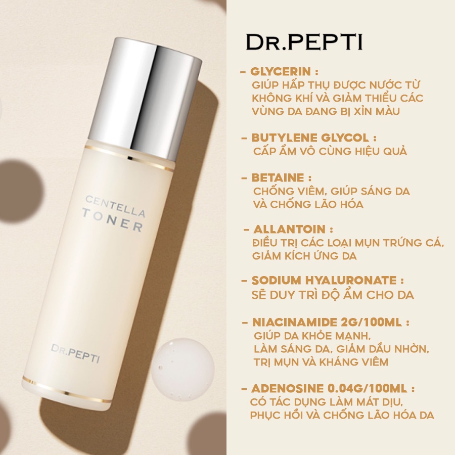 	 Nước Hoa Hồng Dr.Pepti+ Dưỡng Da Căng Bóng  Centella Toner (180ml )