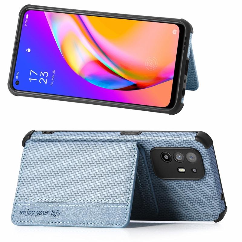 Ốp điện thoại TPU mềm màu trơn họa tiết đan chéo có ngăn đựng thẻ cho OPPO A94 5G A94 4G F19 Pro
