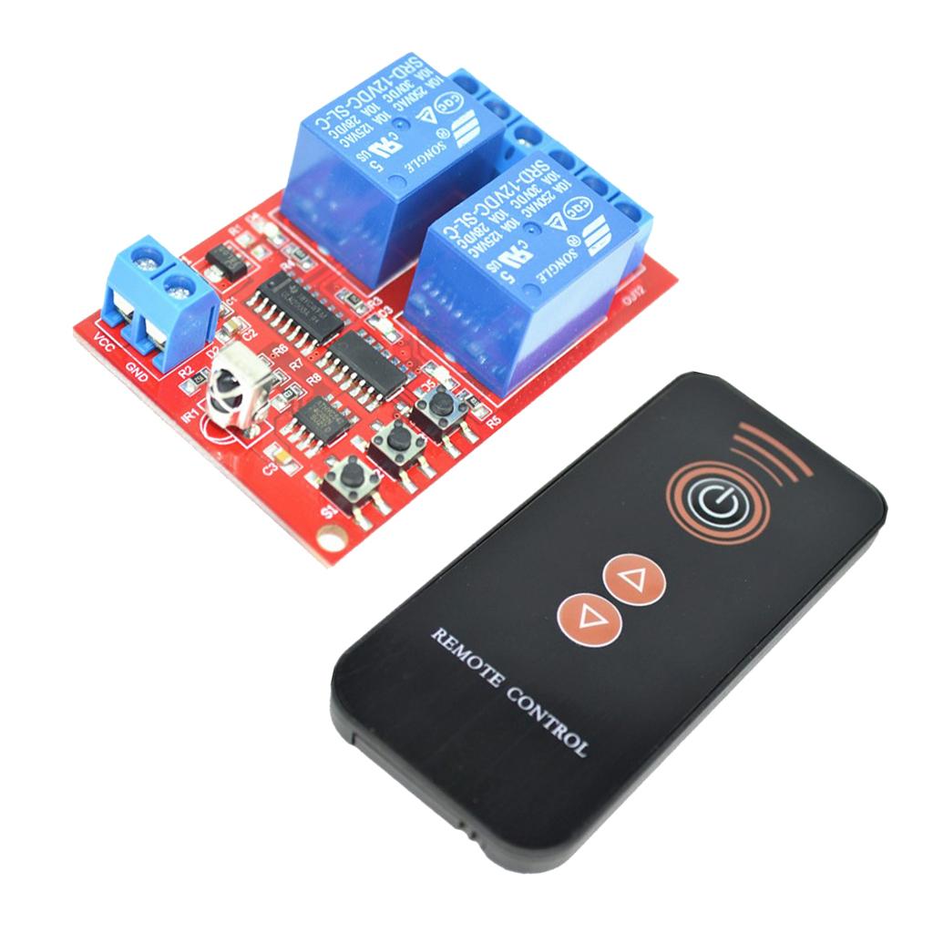 12V 2 Channel Infrared Switch Relay Driving Module Board + Black Switch