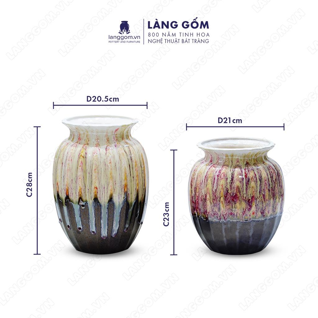 Bình hoa, lọ hoa Gốm sứ Bát Tràng cao cấp Men chảy giỏ cua dùng làm quà tặng, trang trí - Làng Gốm Bát Tràng