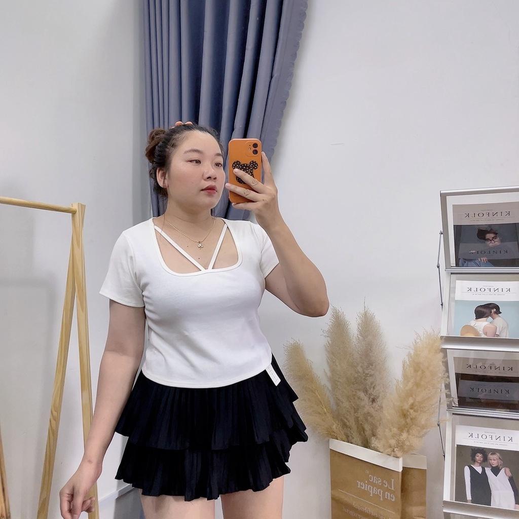 Áo thun dáng croptop bigsize nữ tay ngắn vải thun borip co giãn A26 - MÀU ĐEN