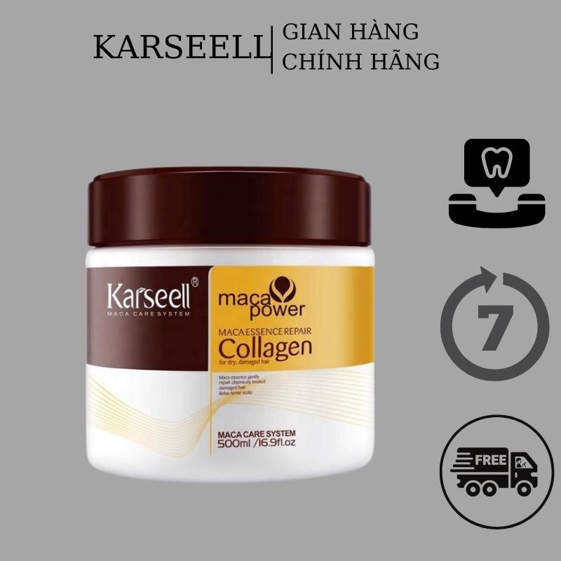 Kem ủ tóc Collagen KARSEELL dạng hũ 500ml, dầu hấp phục hồi siêu mượt chuẩn salon