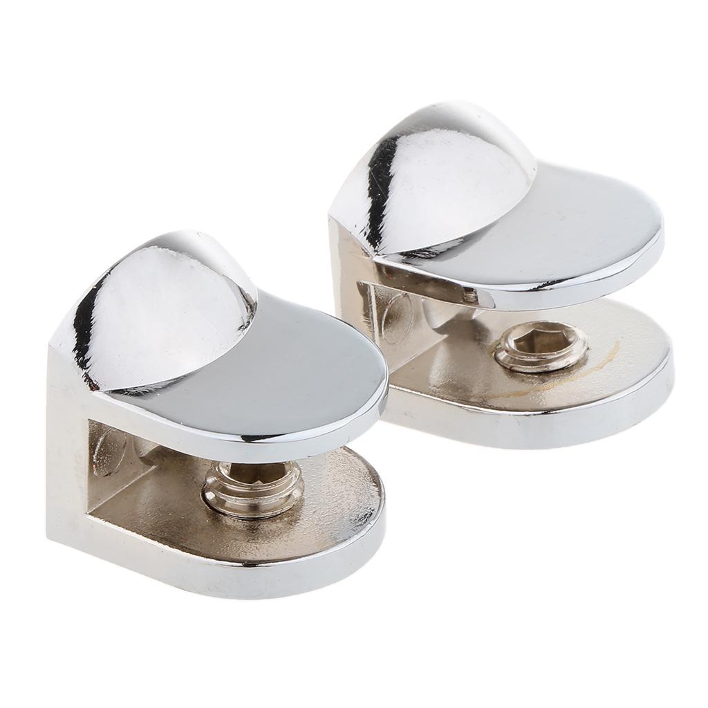 2pcs Fish Mouth Shape Adjustable Glass Clamp Shelf Support Brackets for Bathroom Office Seat Isolation
