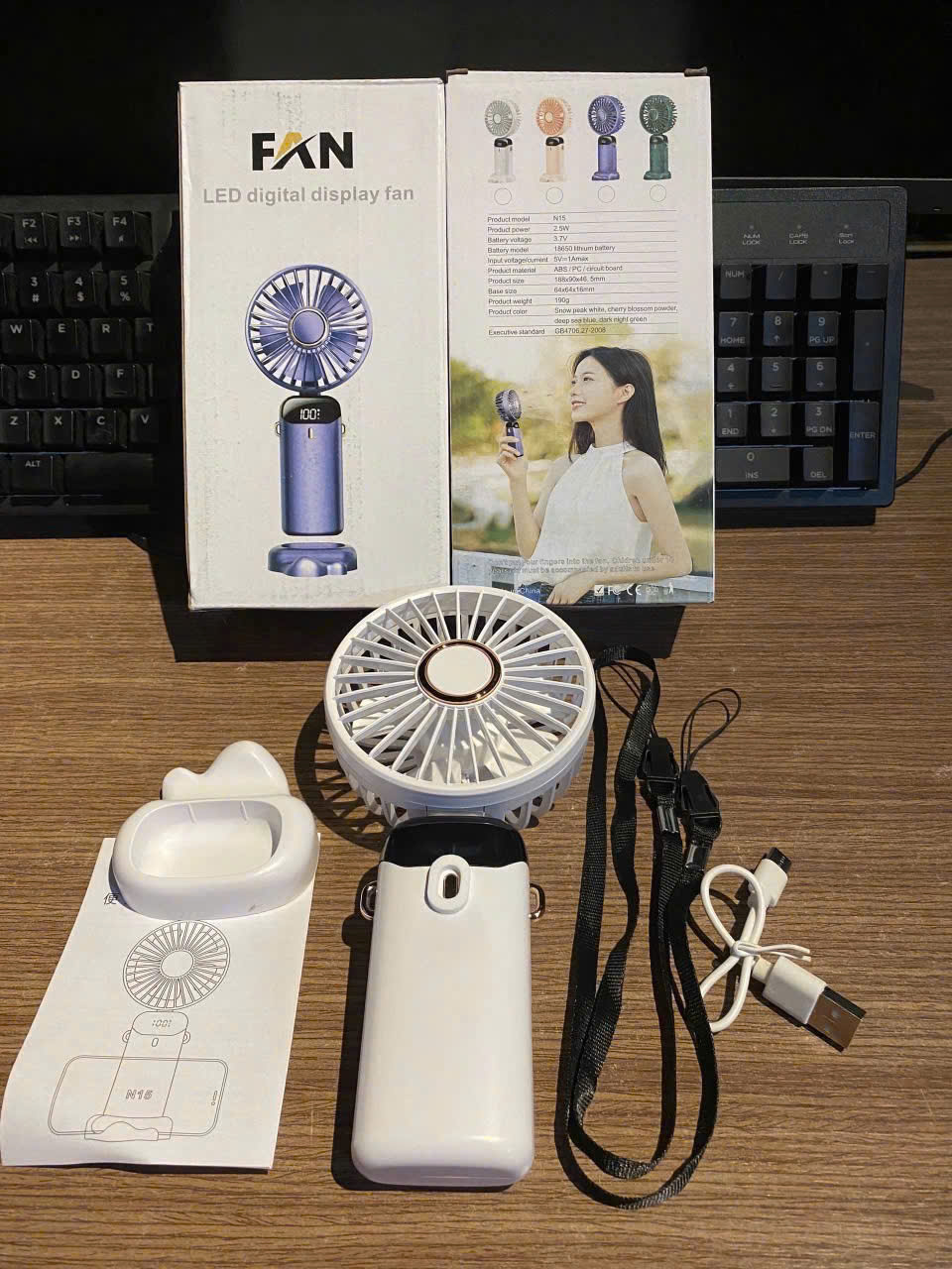 Quạt Mini Cầm Tay Tích Điện 10.000mAh, Đeo Cổ, Gấp Gọn, 5 Tốc Độ Gió Linh Hoạt - HÀNG CHÍNH HÃNG MINIIN