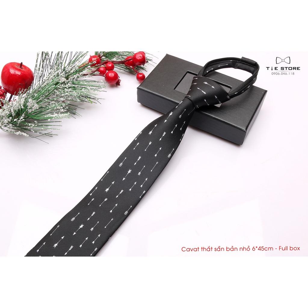 Cà Vạt Thắt Sẵn Bản Nhỏ 6*45Cm - Cavat Vạt Thắt Sẵn, họa tiết mũi tên