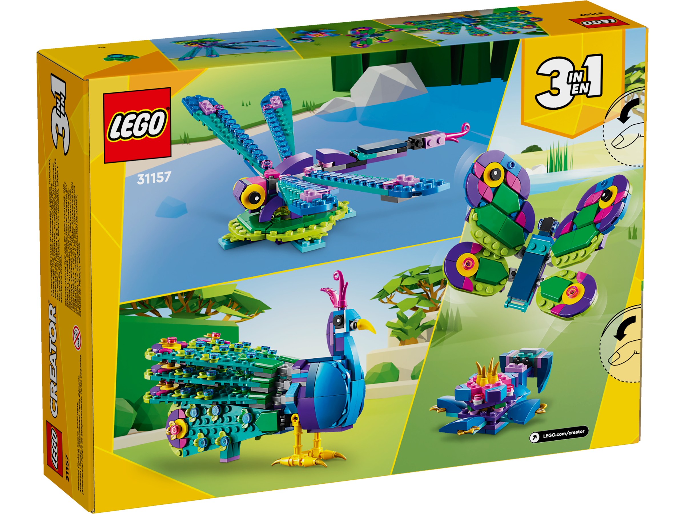 Đồ Chơi Lắp Ráp Mô Hình Chim Công Sặc Sỡ 3 In 1 - Exotic Peacock - Lego Creator 31157 (355 Mảnh Ghép)