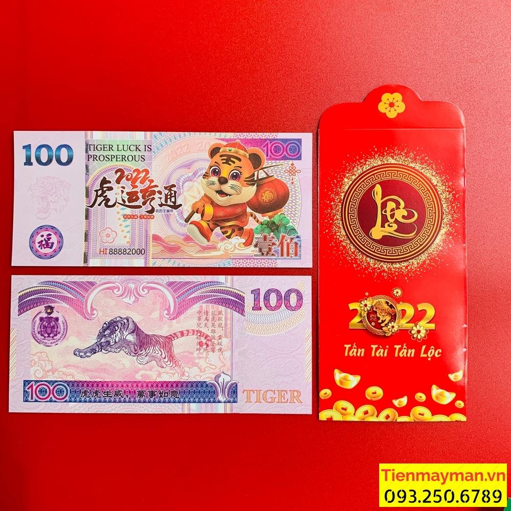 Tiền Đài Loan Con Hổ mệnh giá 100 May Mắn Lì Xì Tết Nhâm Dần, tặng kèm bao lì xì đem lại may mắn, vạn sự cát lành