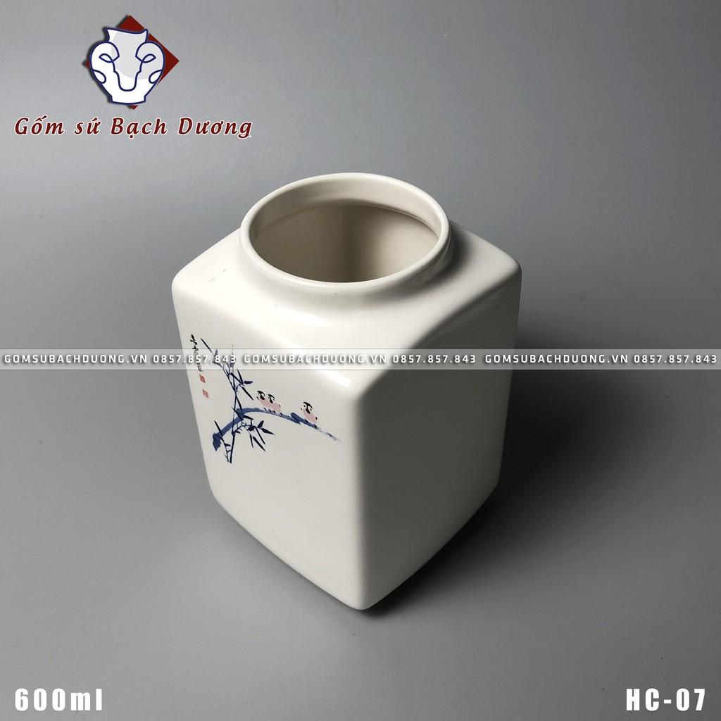 HŨ ĐỰNG TRÀ 600ml bằng sứ AN TOÀN SỬ DỤNG - HC-07